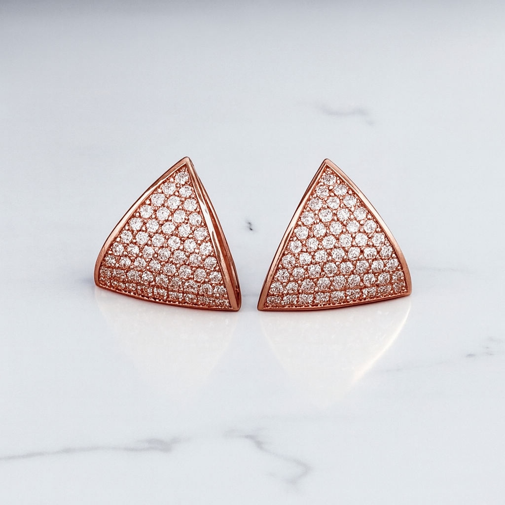 1 Ct Lab Grown Diamond Pavé Triangle Hoop Earrings