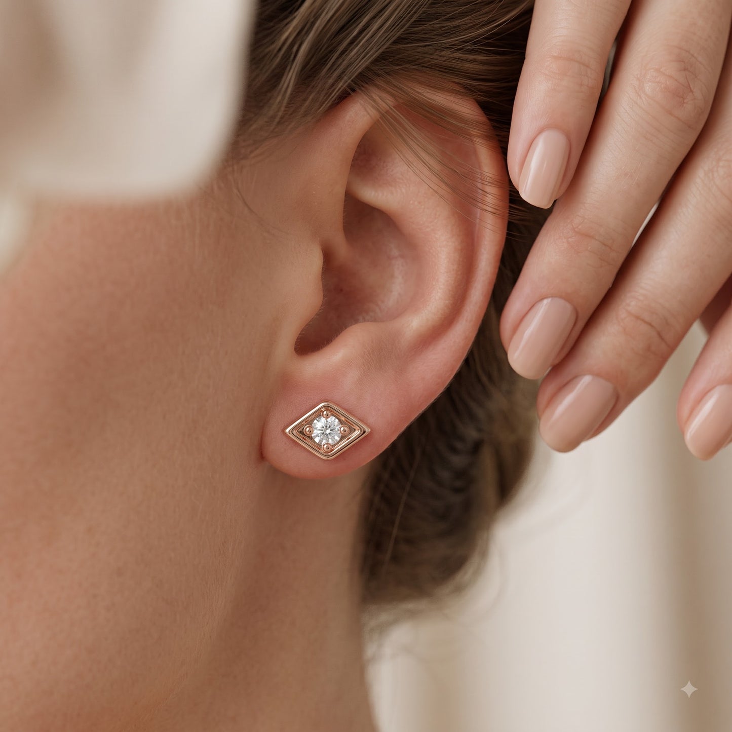 0.03 Ct Evil Eye Lab Grown Diamond Stud Earrings