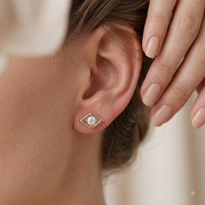 0.03 Ct Evil Eye Lab Grown Diamond Stud Earrings