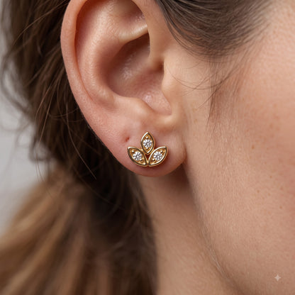 0.030ct Lotus Lab Grown Diamond Stud Earrings, 14K Gold