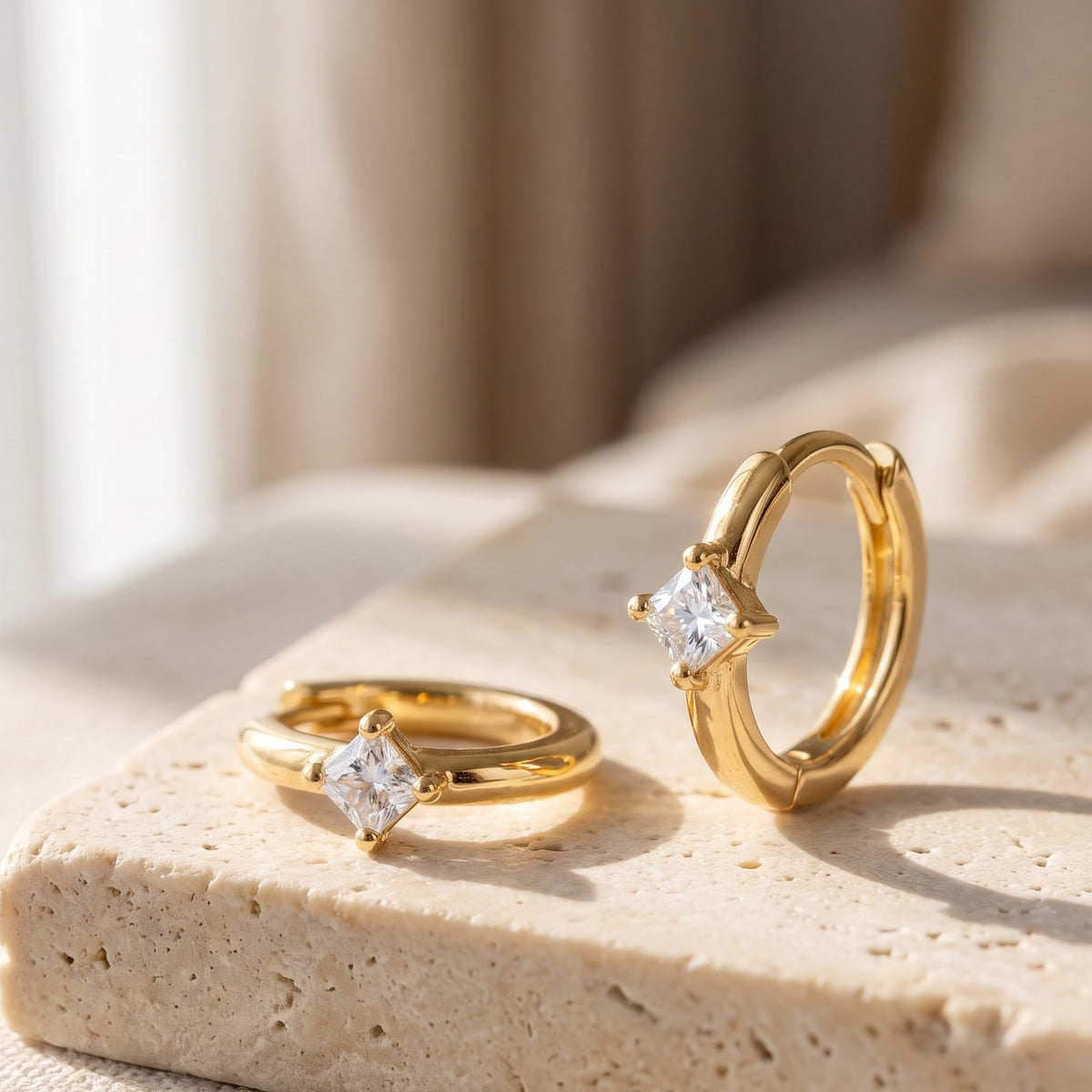 lab grown diamond huggie hoop earrings