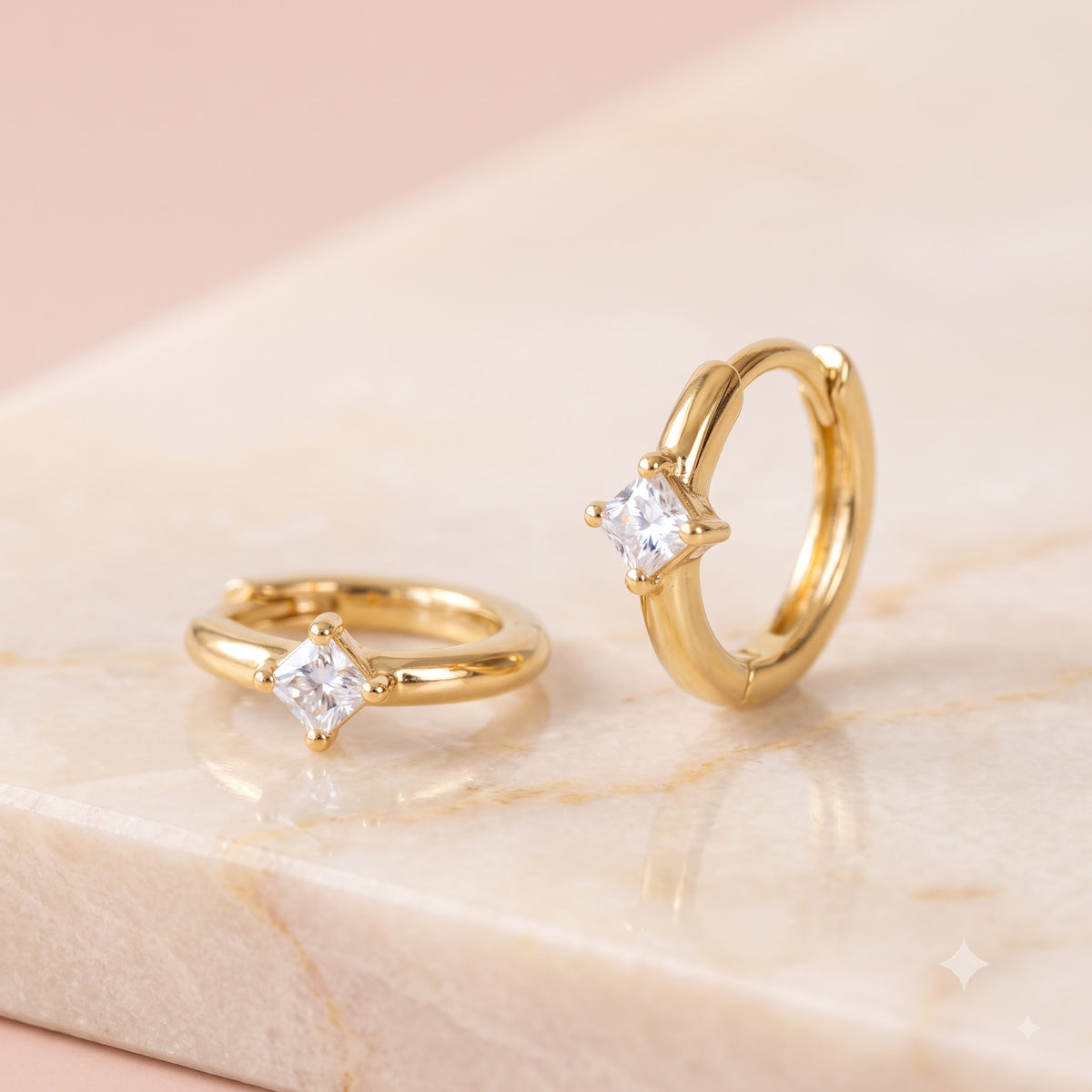 0.12 Ct Princess Cut Lab Grown Diamond Huggie Earrings