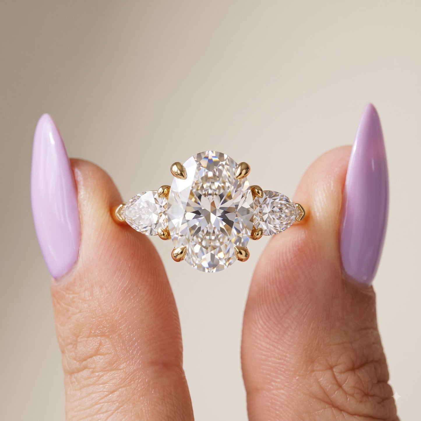 2.60 CT Oval Lab Grown Diamond Three Stone Engagement Ring
