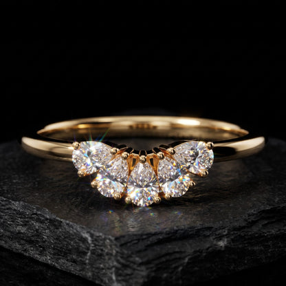 pear cut diamond curved wedding band