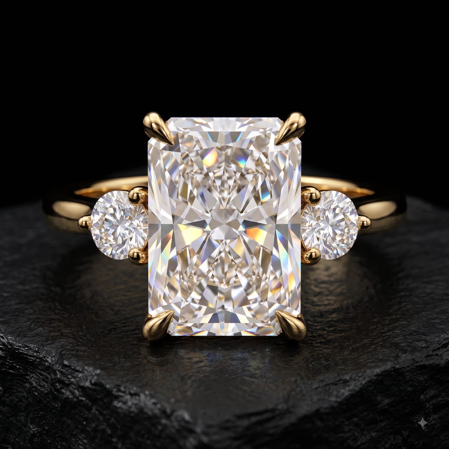 2.40 CT Radiant Lab Grown Diamond Three Stone Engagement Ring
