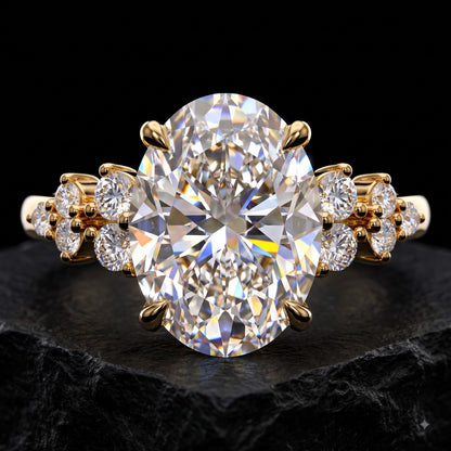 2.220 CT Oval Cut Lab Grown Diamond Cluster Engagement Ring