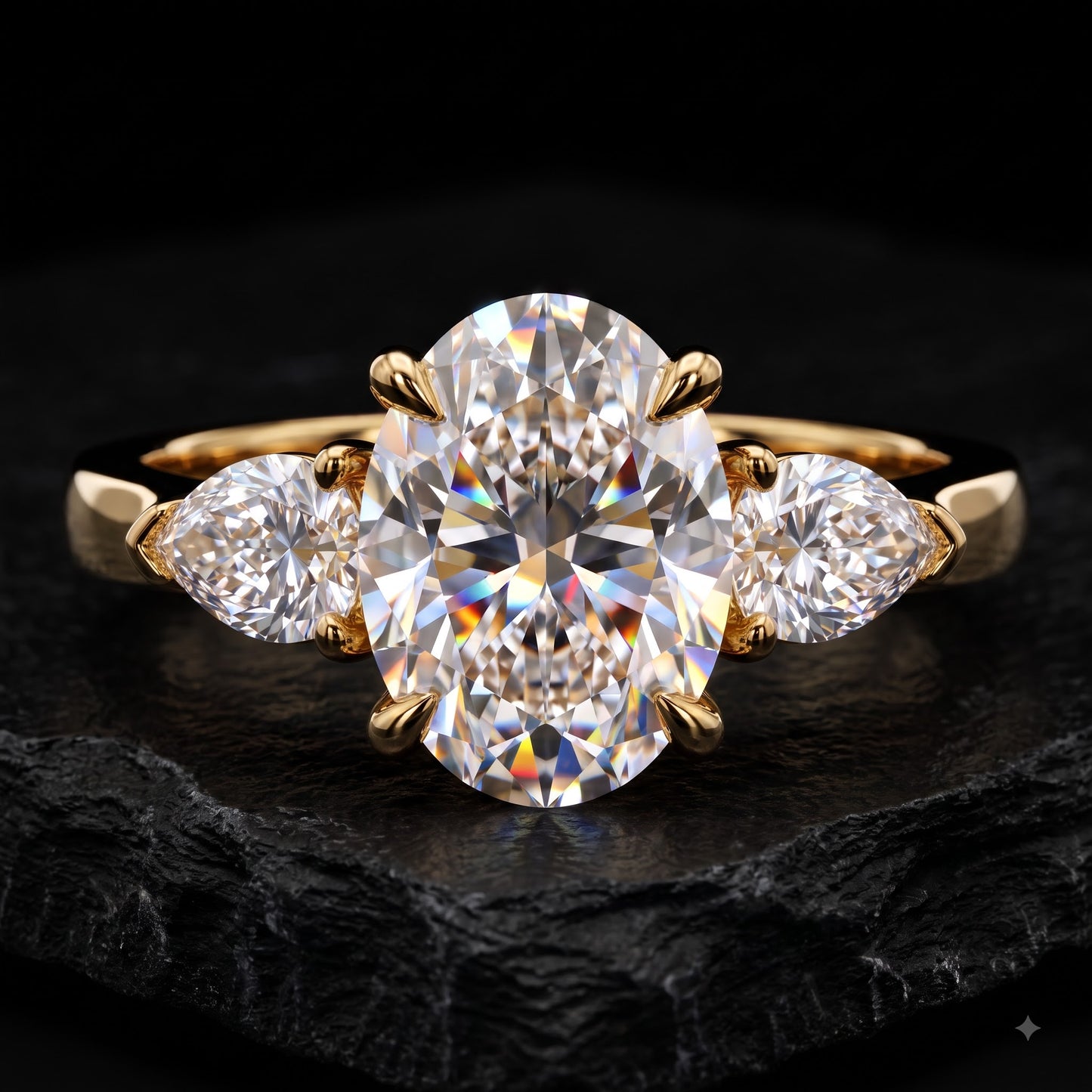 2.60 CT Oval Lab Grown Diamond Three Stone Engagement Ring