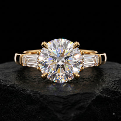 2.60 CT Round Cut Lab Grown Diamond Three Stone Engagement Ring