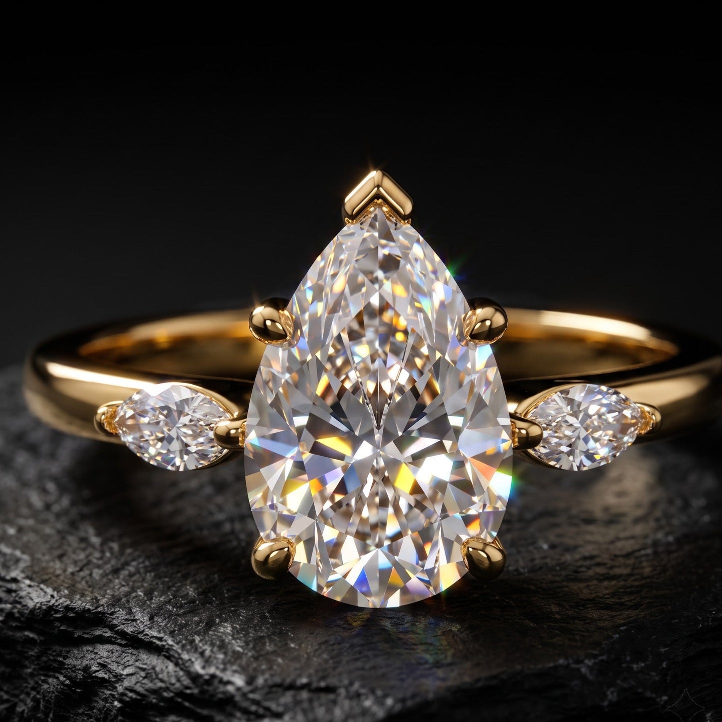 pear cut lab grown diamond ring