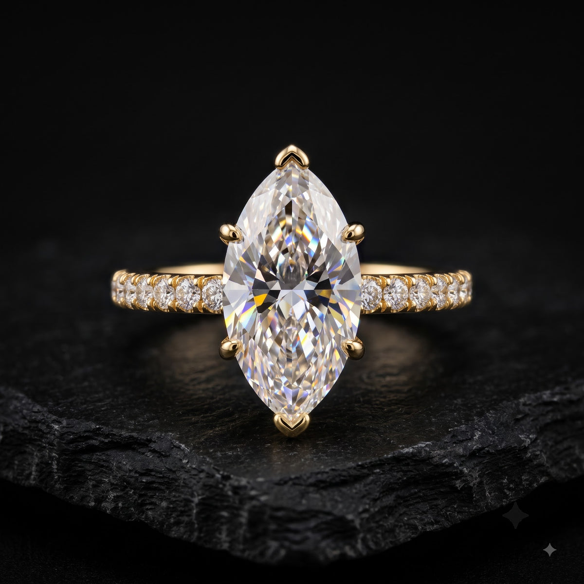 1.00ct Marquise Cut Lab Grown Diamond Unique Engagement Ring
