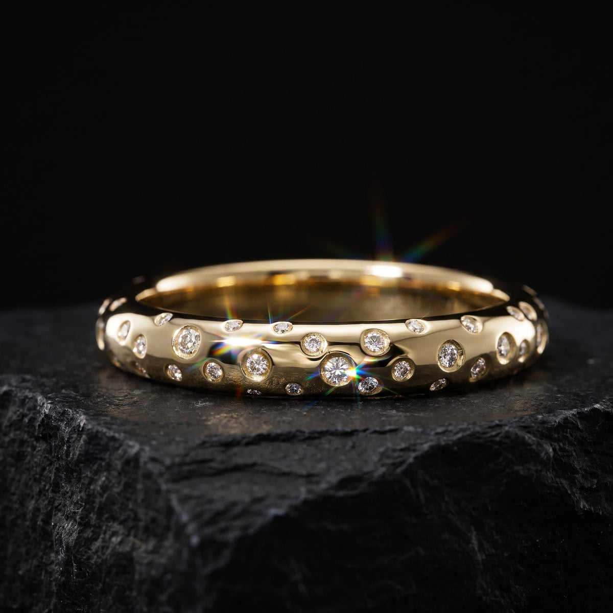 lab grown diamond flush set wedding band