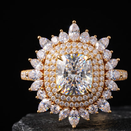 cushion cut diamond floral engagement ring
