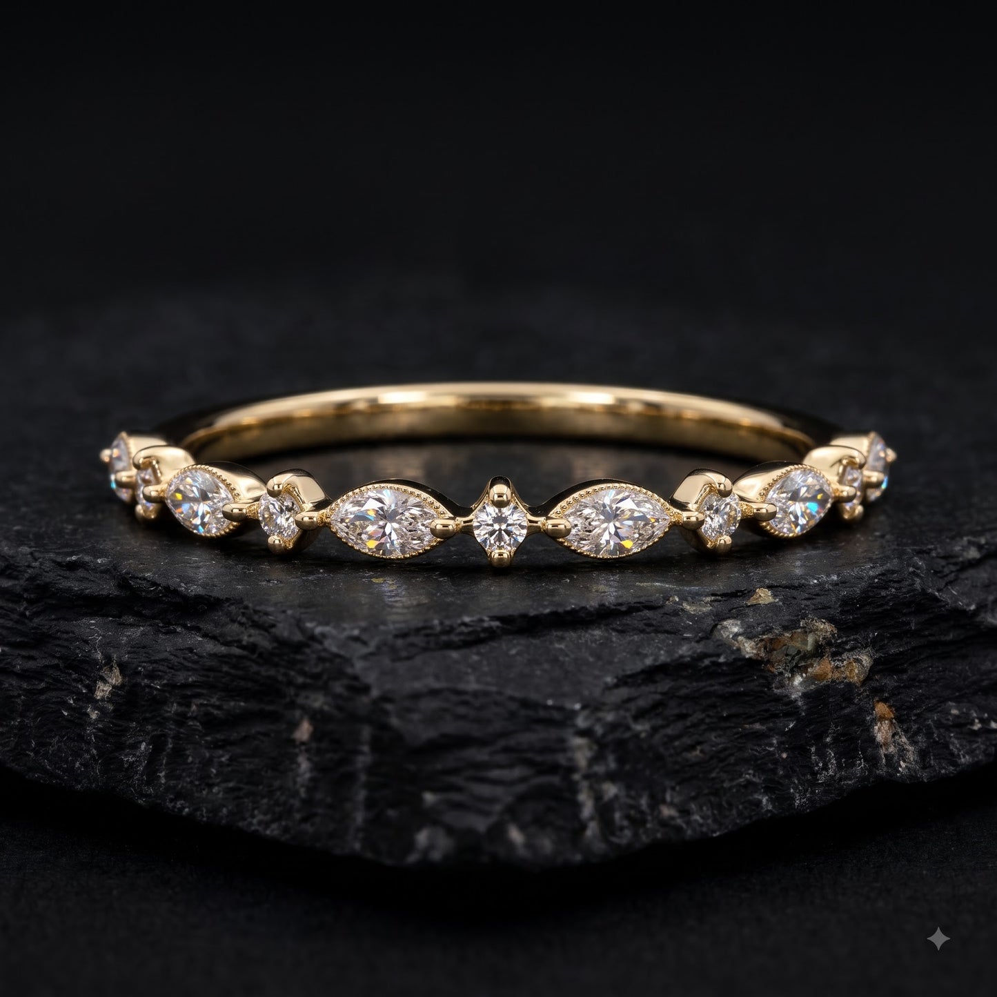 0.200 ct Marquise & Round Cut Lab Grown Diamond Eternity Band Ring