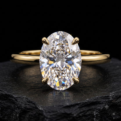 1.00ct Oval Cut Lab Grown Diamond Solitaire Minimalist Engagement Ring