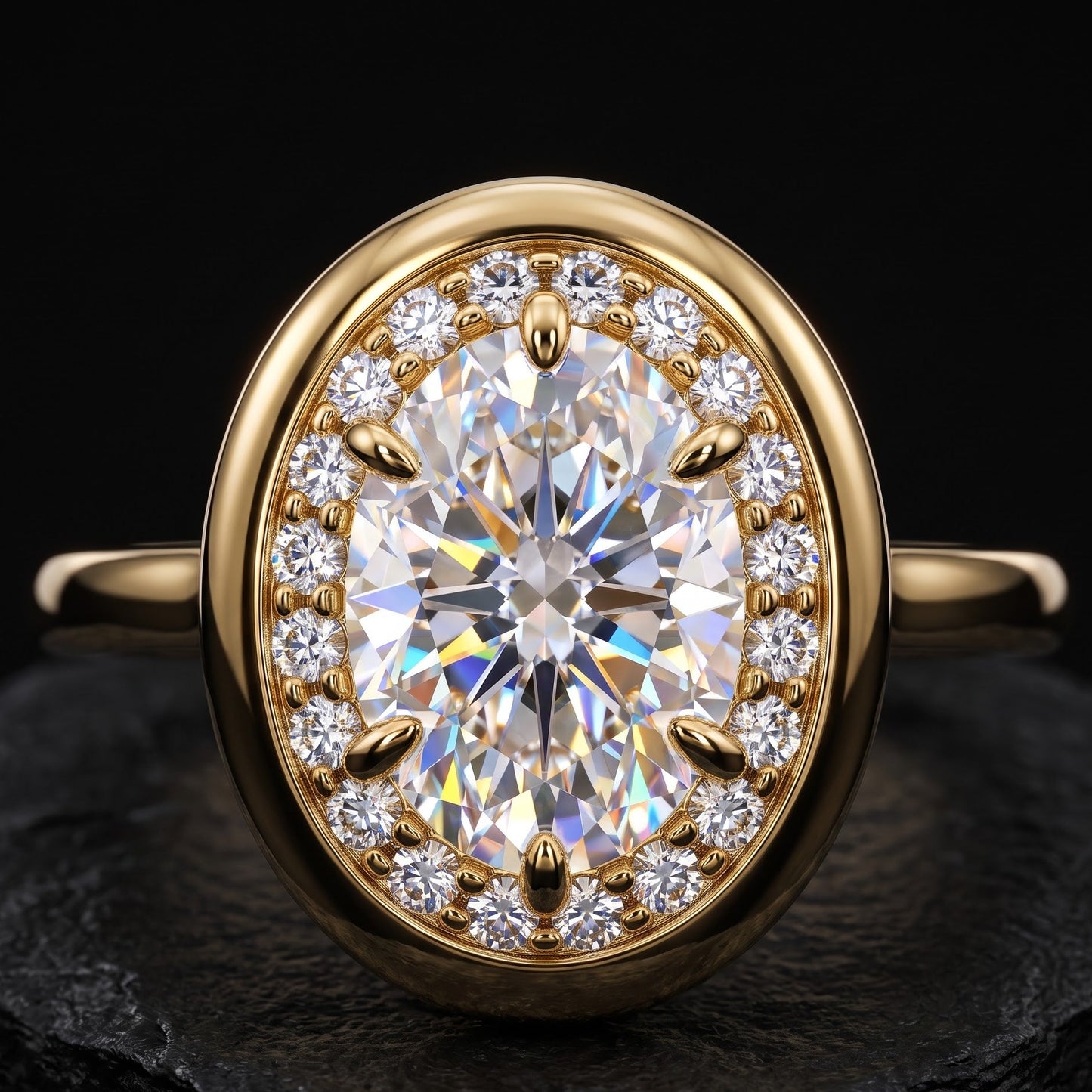 oval with halo engagement ring​

