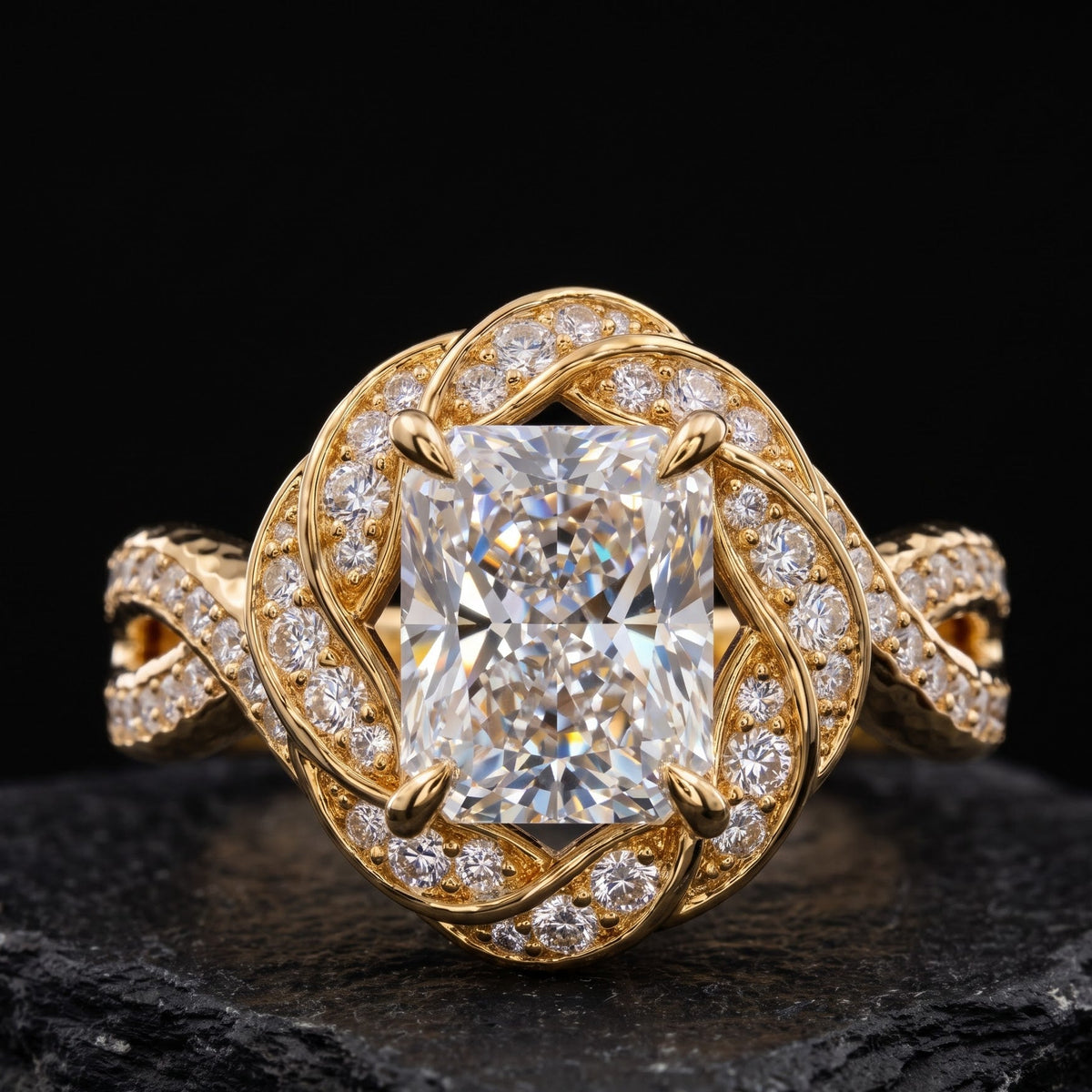 radiant cut diamond ring with halo​

