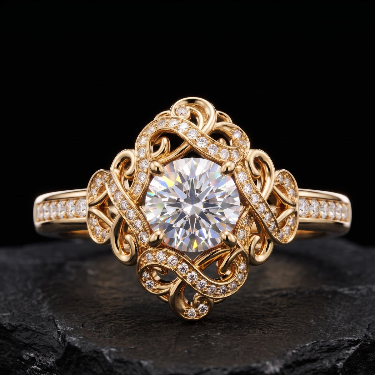 lab grown diamond vintage engagement ring