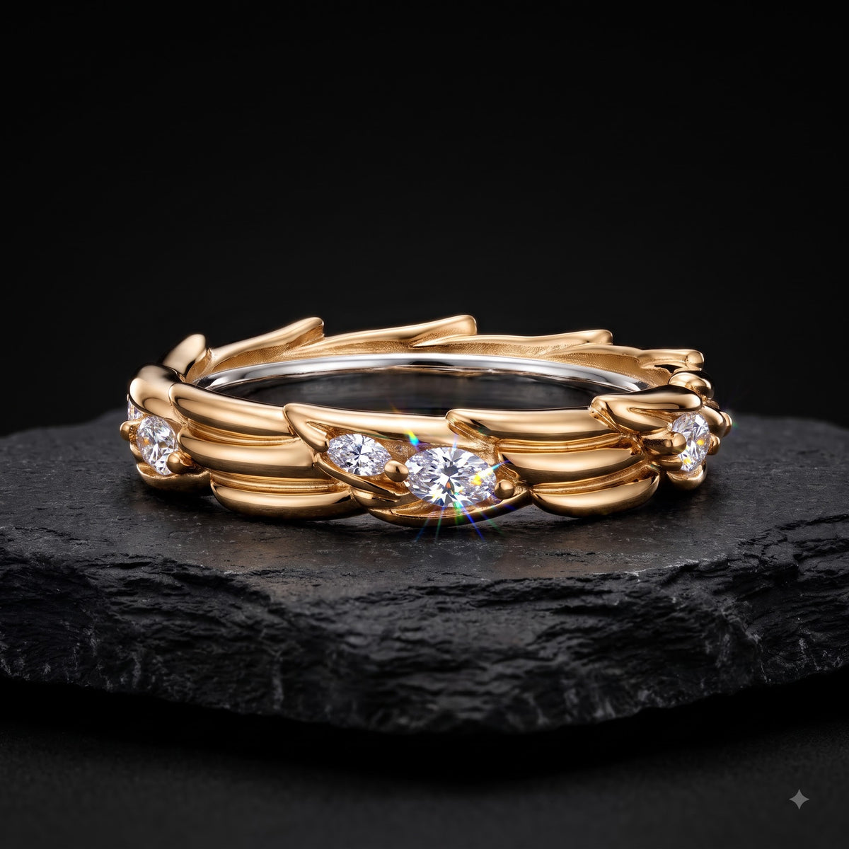 0.750 ct  Marquise Cut Lab Grown Diamond Unique Wedding Band