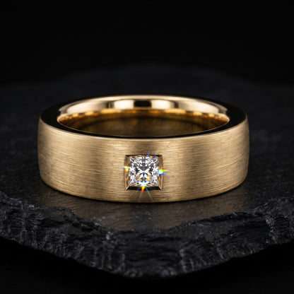 wide princess cut diamond wedding band