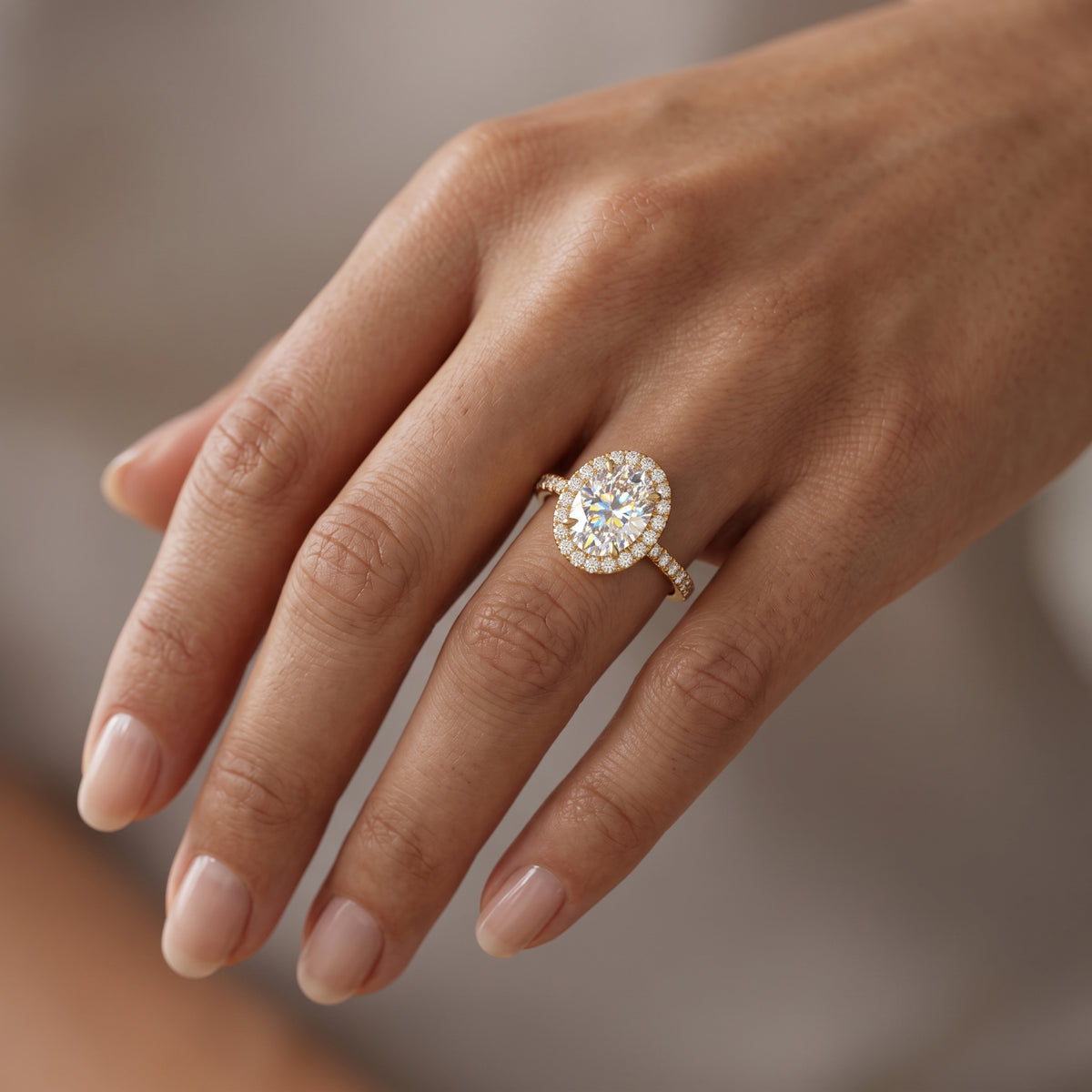 2.00ct Oval cut Halo Lab-Grown engagement ring