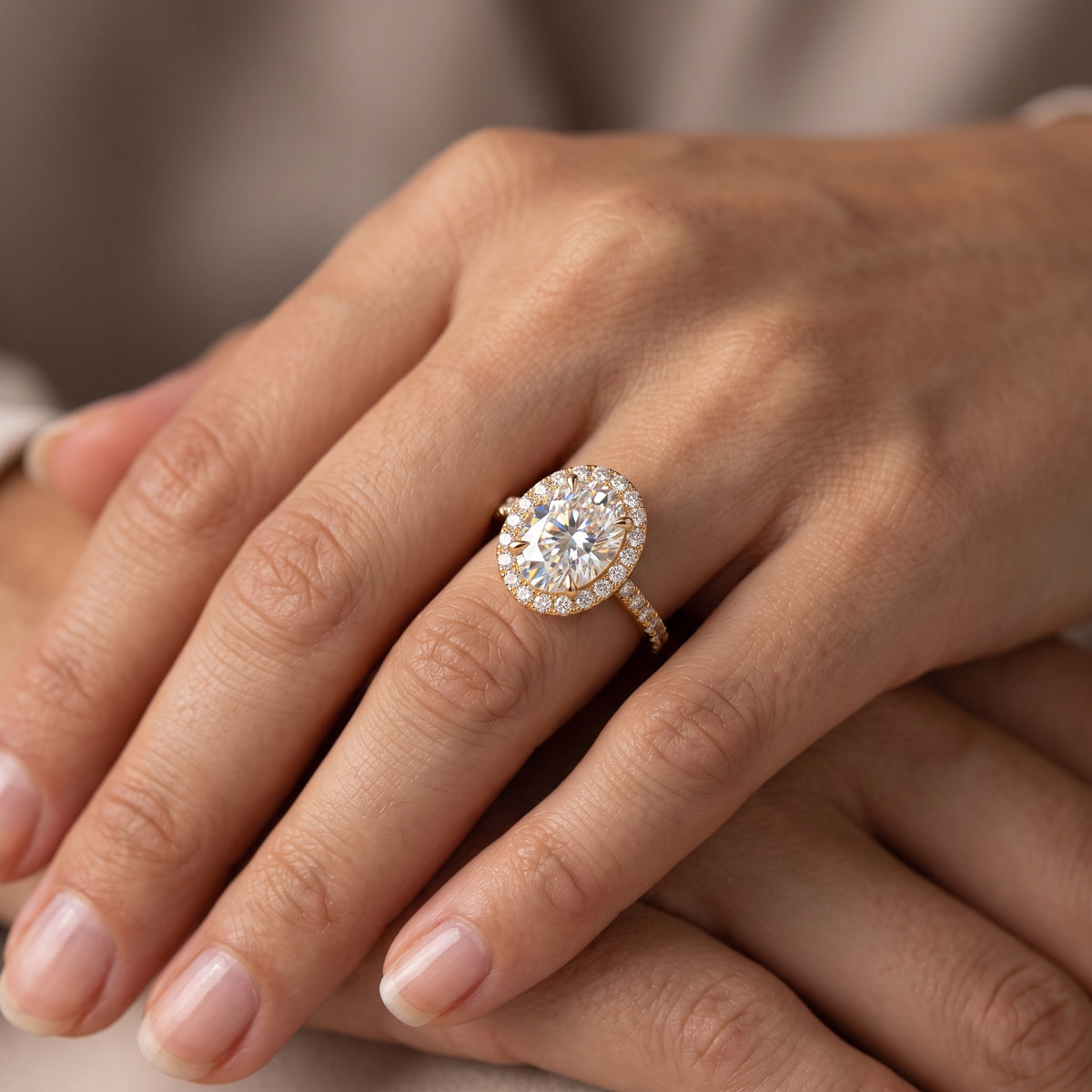 2.00ct Oval cut Halo Lab-Grown engagement ring