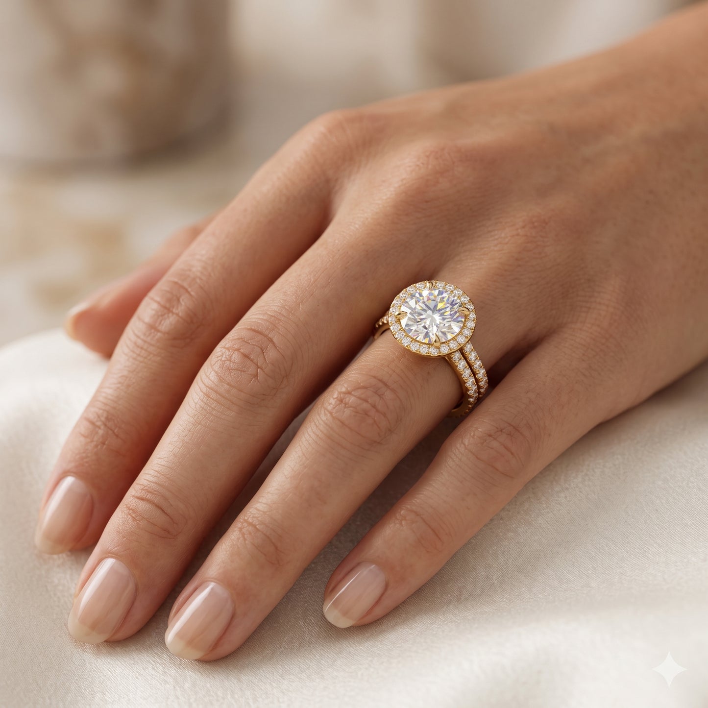 1.00ct Halo Round cut Lab-Grown engagement ring
