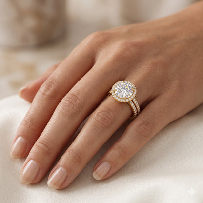1.00ct Halo Round cut Lab-Grown engagement ring