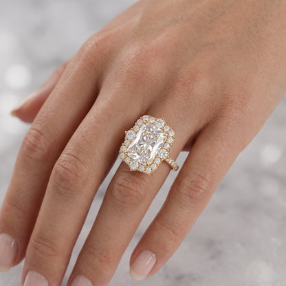 Vintage Halo 3CT Radiant cut engagement ring