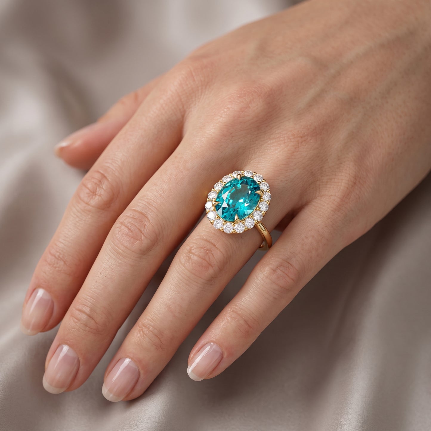 3.30 TCW Oval Cut Lab Grown Diamond Engagement Ring