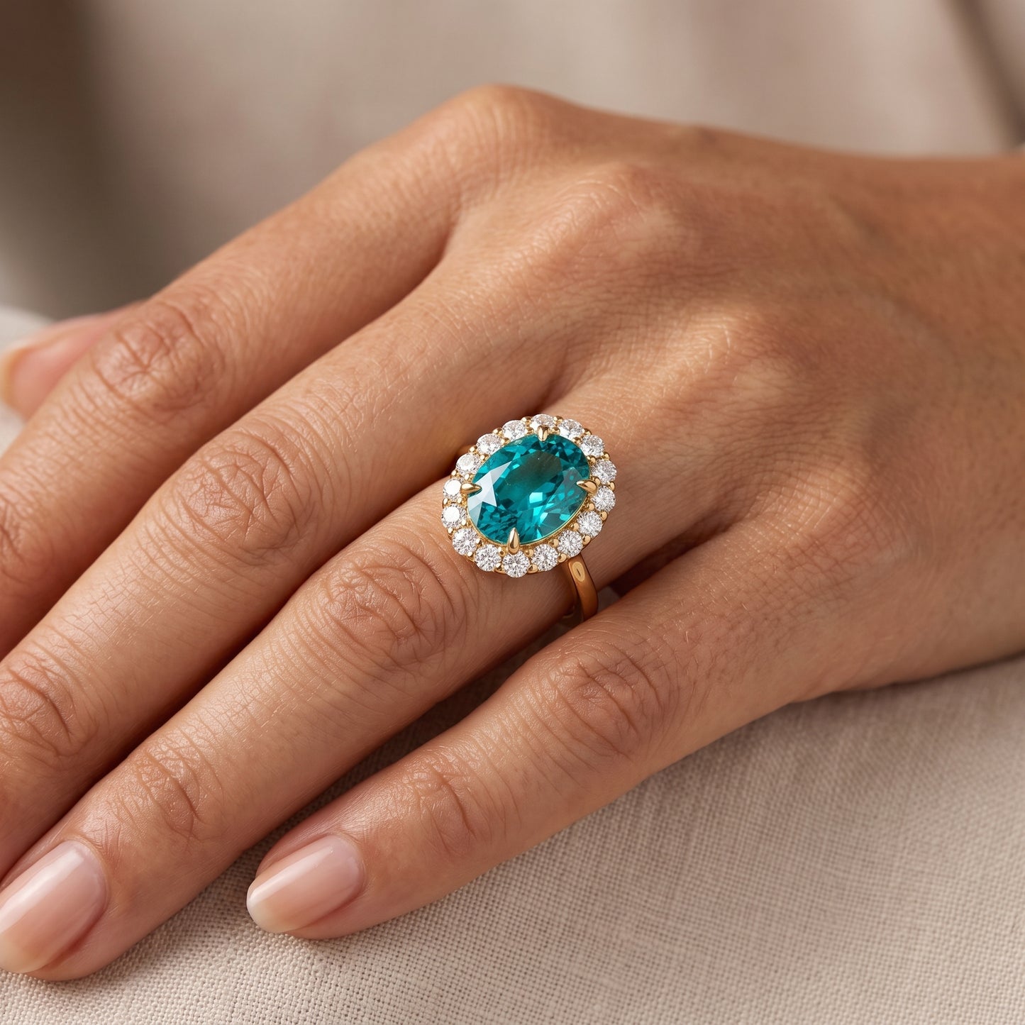 3.30 TCW Oval Cut Lab Grown Diamond Engagement Ring