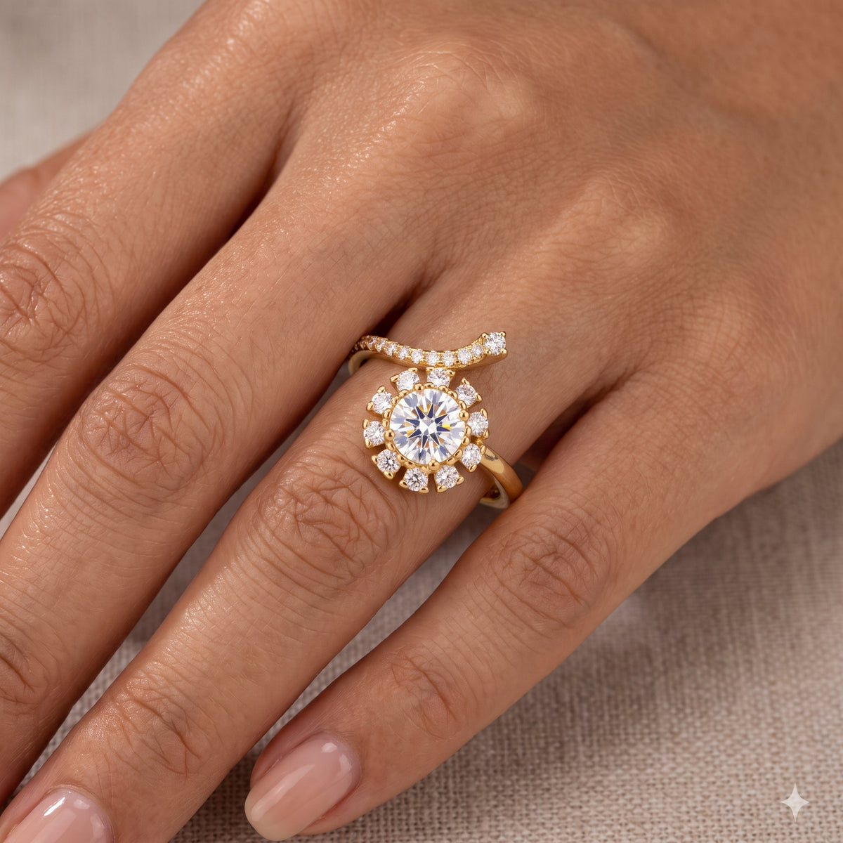 1.50CT Round Cut Lab-Grown Halo Engagement Ring
