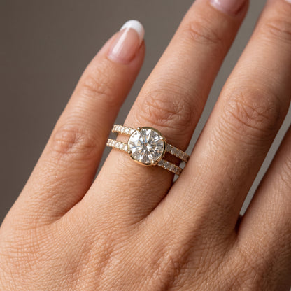 1.50ct Double Row Round cut Lab-Grown engagement ring