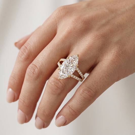 5.00ct Marquise engagement ring with hidden halo