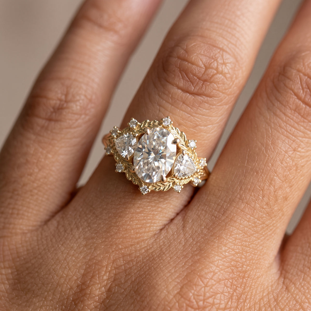2.00ct Oval Lab-Grown engagement ring art deco