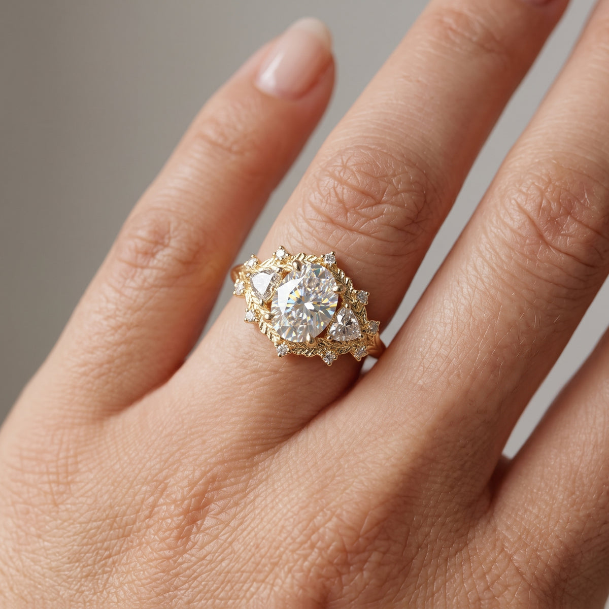 2.00ct Oval Lab-Grown engagement ring art deco