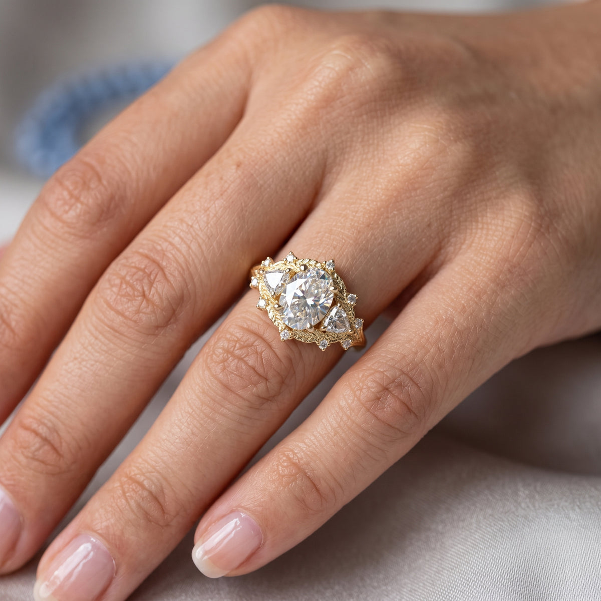 2.00ct Oval Lab-Grown engagement ring art deco
