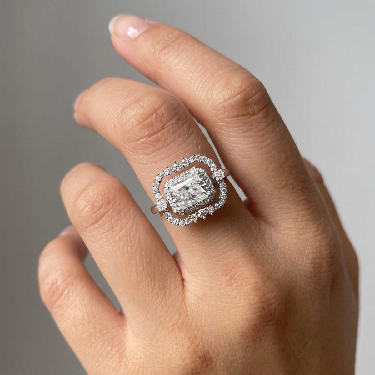 1.5ct Radiant Cut Halo Lab-Grown Engagement Ring