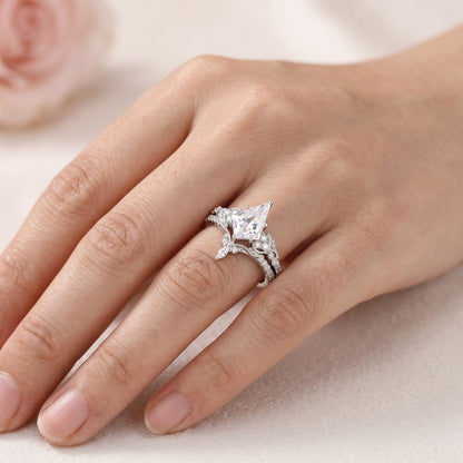 1.69 Ct Kite Cut Lab Grown Diamond Engagement Ring Set