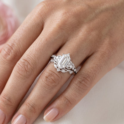 1.61 Ct Hexagon Lab Grown Diamond Engagement Ring Set