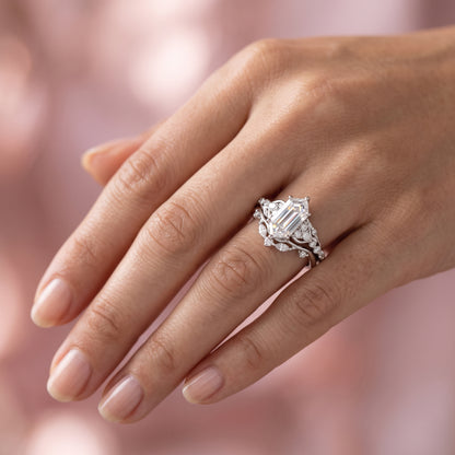 1.61 Ct Hexagon Lab Grown Diamond Engagement Ring Set