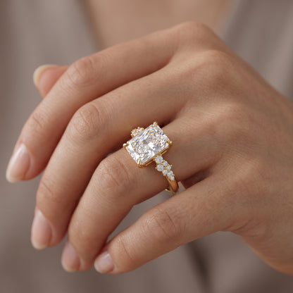 2 Ct Radiant Lab Grown Diamond Ring – Cluster Design
