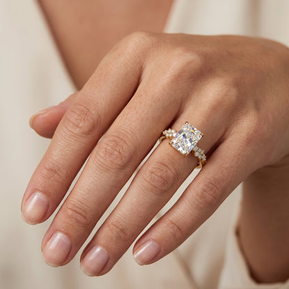 2 Ct Radiant Lab Grown Diamond Ring – Cluster Design
