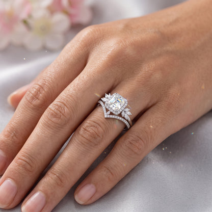1.60 Ct Asscher Cut Lab-Grown Engagement Ring Set