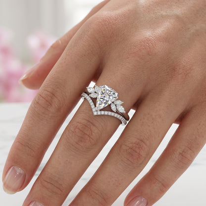 2.10 Ct Shield Cut Lab-Grown Ring Set Engagement Bridal Set