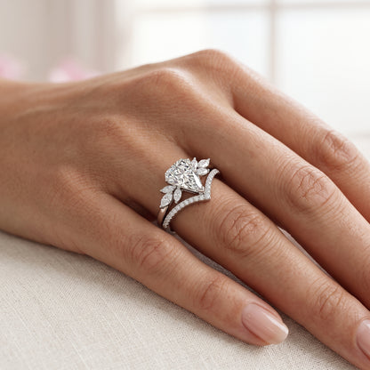 2.10 Ct Shield Cut Lab-Grown Ring Set Engagement Bridal Set