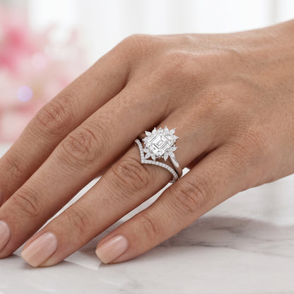 1.50 Ct Asscher Cut Lab-Grown Engagement Ring Set