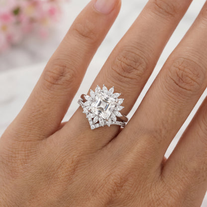 1.50 Ct Princess Cut Lab-Grown Engagement Ring Set