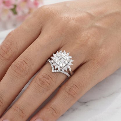 1.50 Ct Princess Cut Lab-Grown Engagement Ring Set
