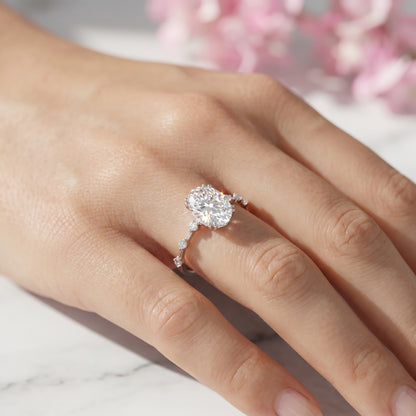 1.50 Ct Oval Lab-Grown Engagement Ring Set – 14K Gold