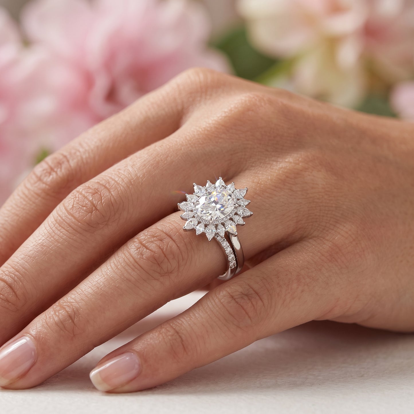 1.60 Ct Oval Lab-Grown Engagement & Bridal Ring Set
